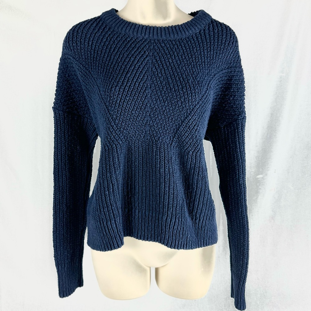 Madewell Chunky Knit Sweater Navy Blue V Pattern Knit Women’s Size Small